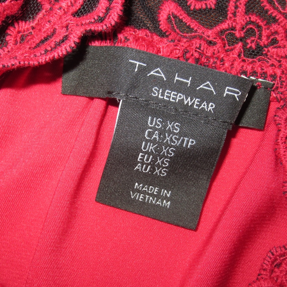 ❤️Tahari Satin Cami Shorty Red Black Lace Set - Picture 6 of 6